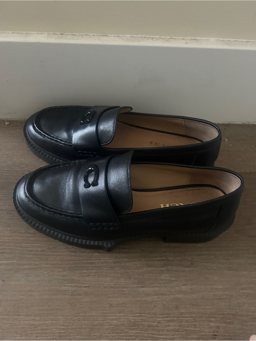 Coach Black Leather Women's Penny Loafers